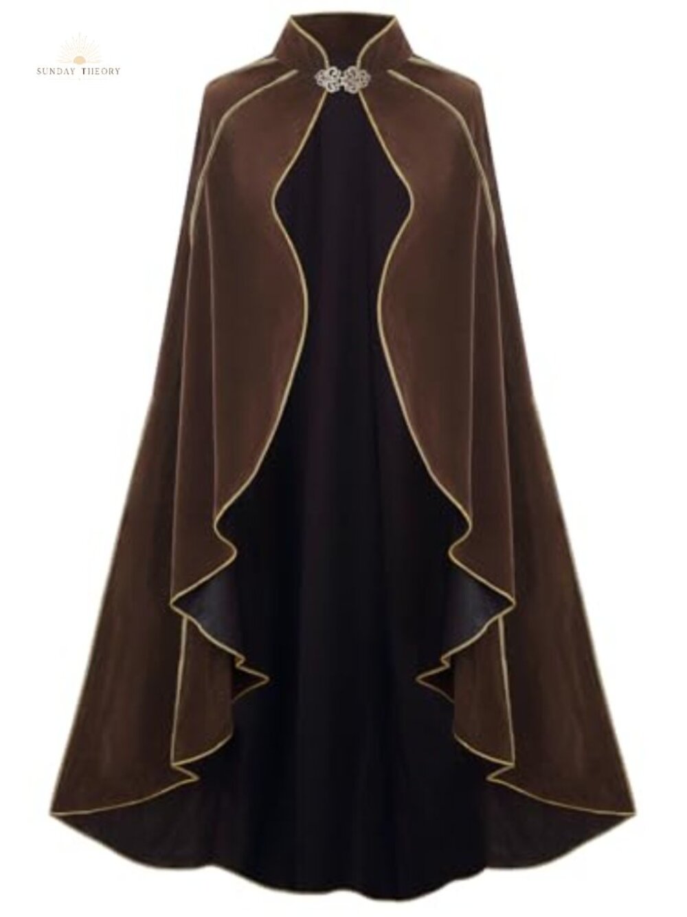 Crushed Velvet Medieval Cloak Renaissance Cape with Metal Clasp
